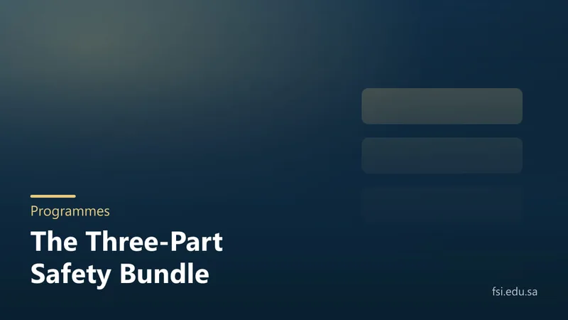 A navy cover with three stacked gold bars and the title: The three-course occupational safety bundle.